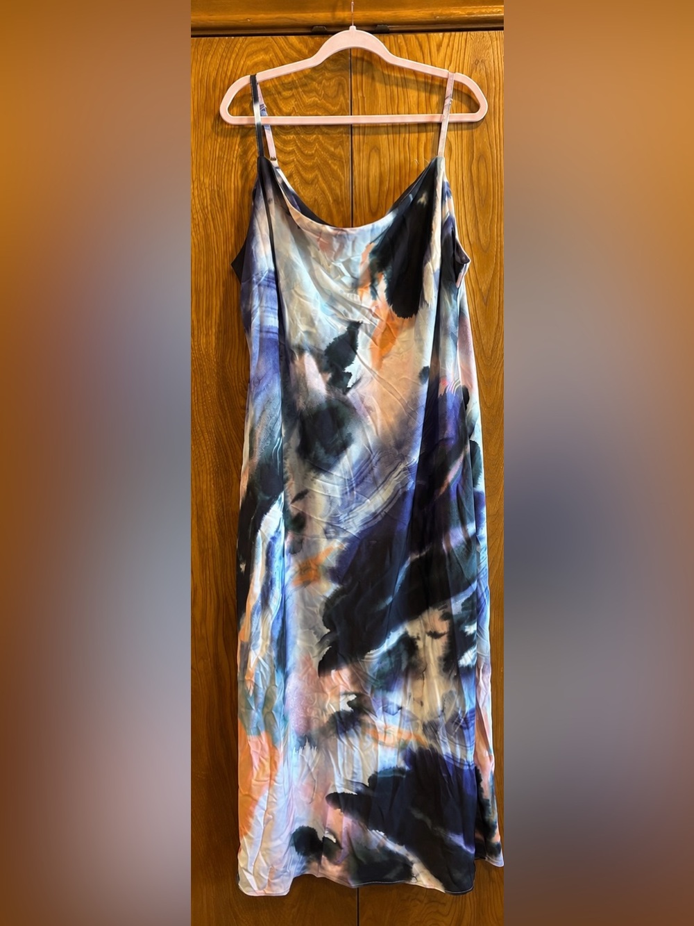 NWT City Chic Misty Eclipse Dress XL 22 Watercolor Cowl Neck Maxi Slip